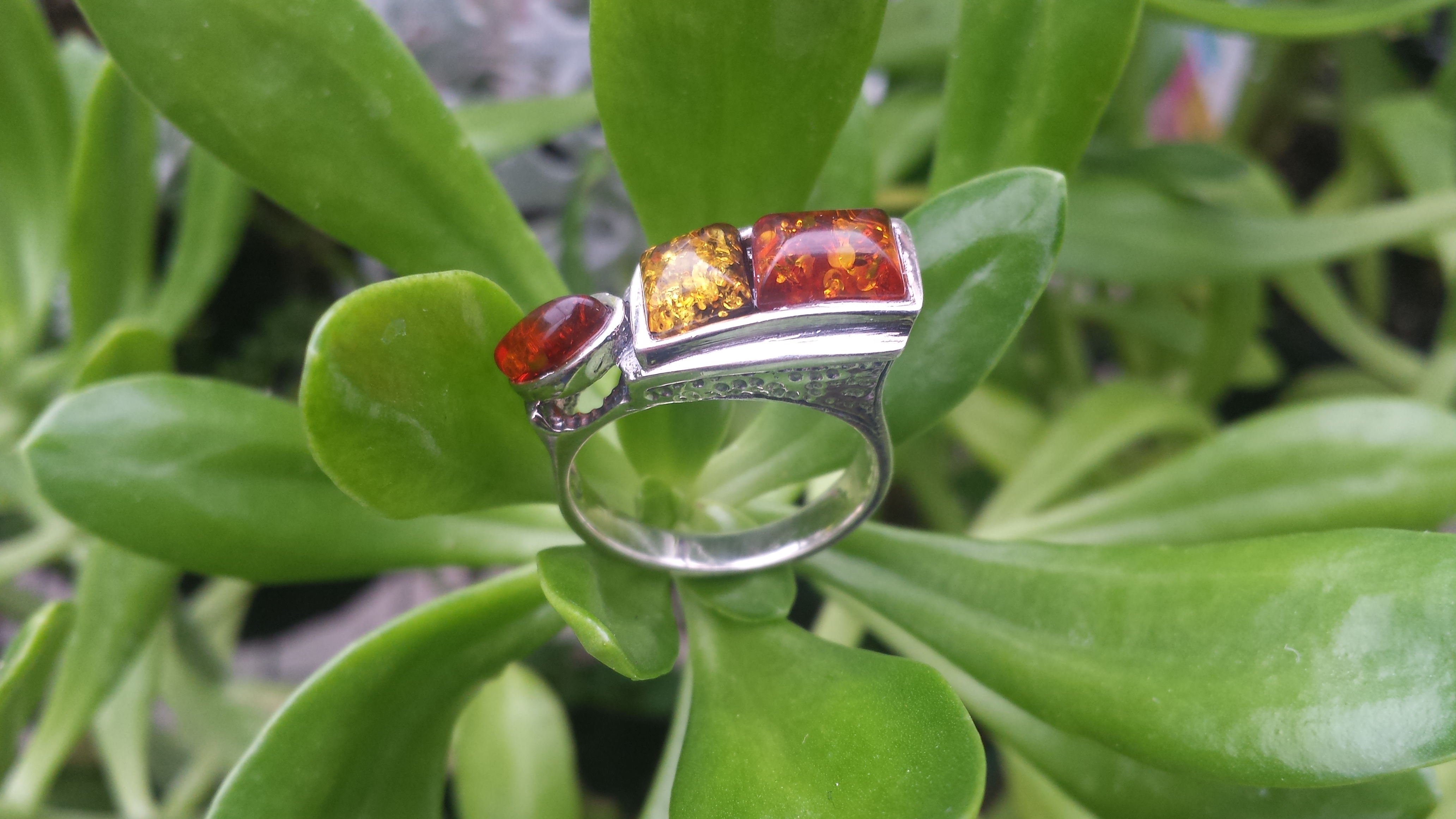 REAL BALTIC AMBER RING WITH 925 STERLING SILVER. 7G